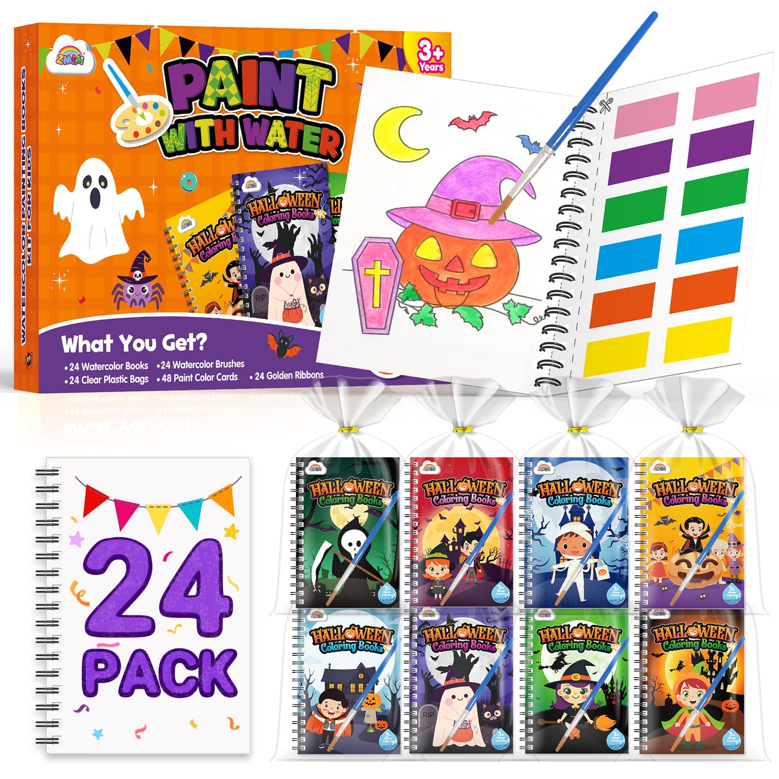 ZMLM 24 Pack Halloween Coloring Books - Halloween Party Favors for Kids 4-8