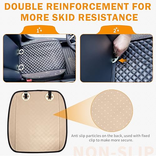 Miniatura 4 de eing Paquete de 2 fundas protectoras de cuero para asiento delantero de automóvil, automóvil, SUV, camión, accesorios interiores para mujeres,