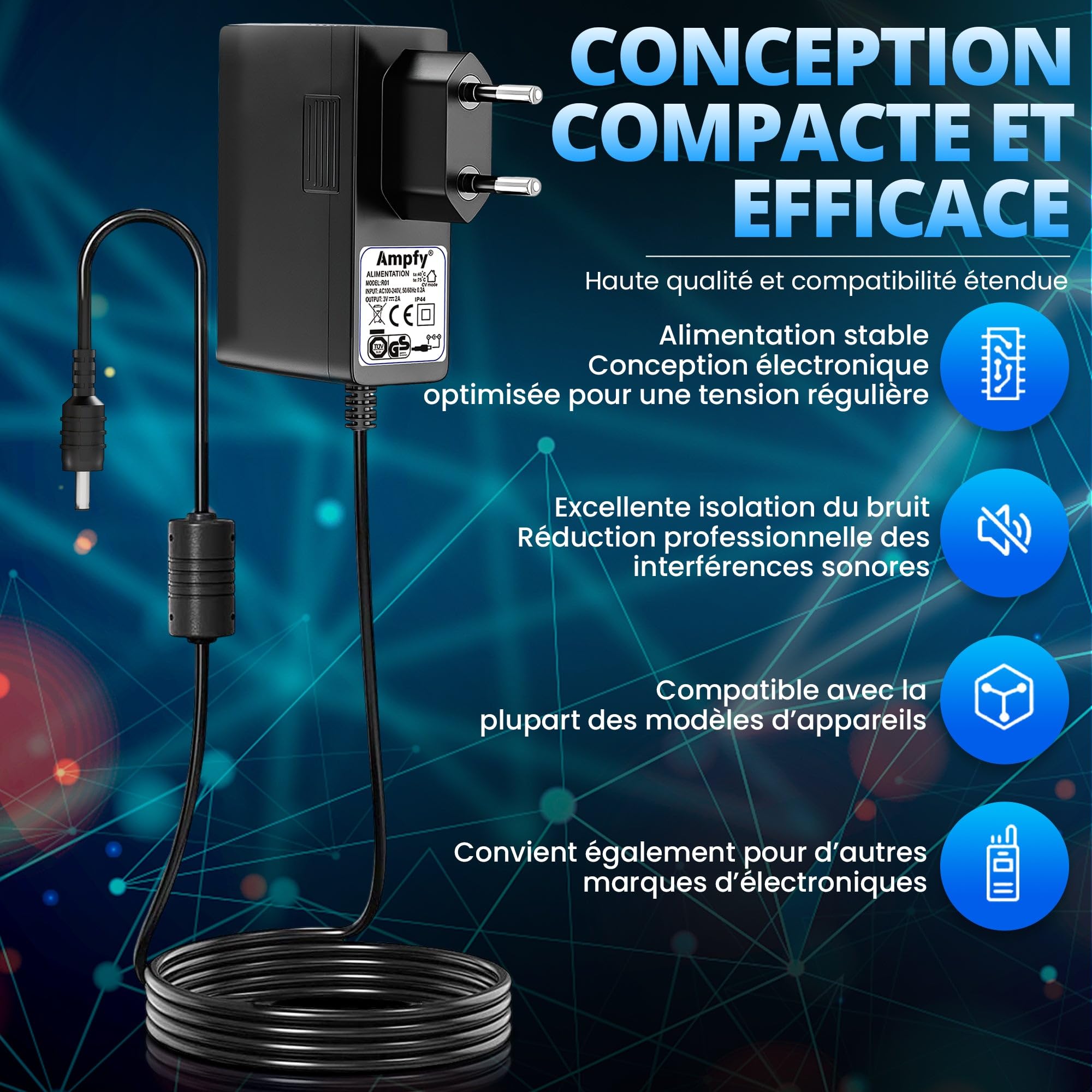 Adattatore caricatore CA 17 in 1 | Alimentazione 6 V di ricambio compatibile con cacciavite I.KEA FIXA 3,6 V