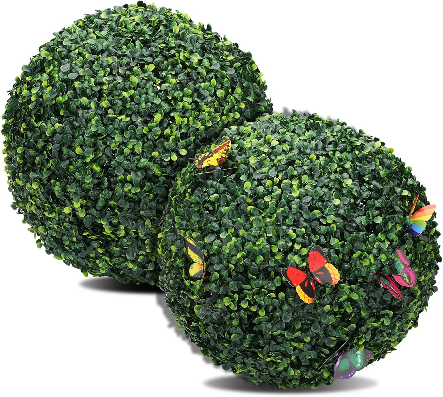 15.7 Inch Artificial Plant Topiary Ball Faux,2 Pcs Round