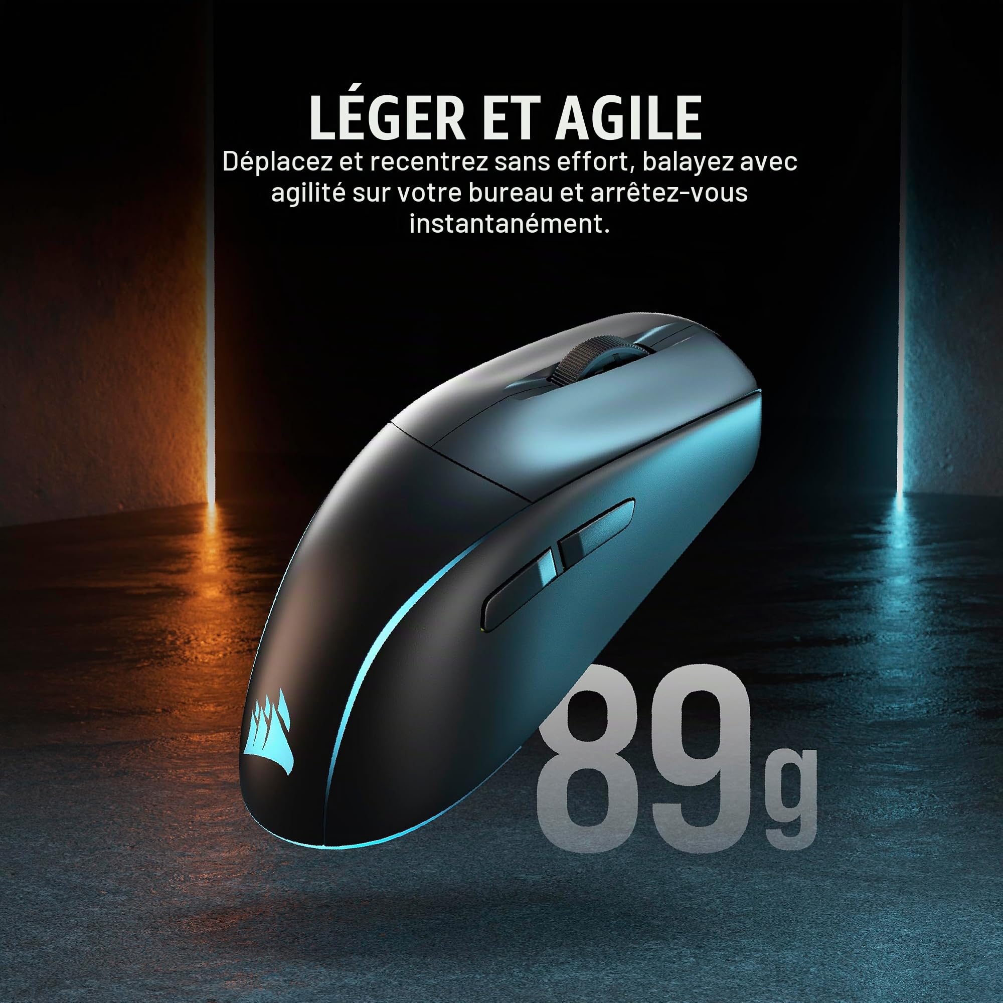 Corsair M75 Souris de Jeu sans Fil RVB légère FPS - 26 000 DPI - Boutons latéraux interchangeables - Compatible iCUE - PC - Noir