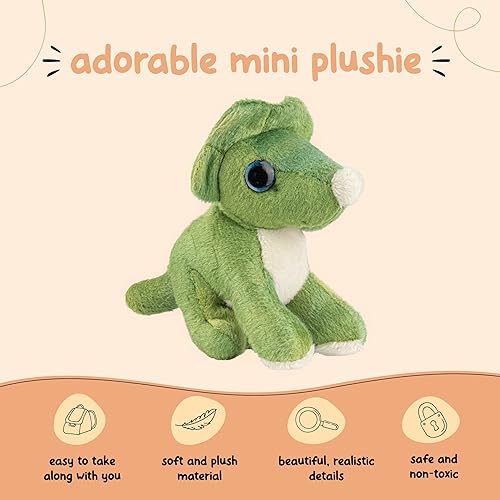 Miniatura 6 de Forest & Twelfth Triceratops de peluche, mini juguete de peluche para niños, recuerdos de fiesta de dinosaurios y bolsas de golosinas, premios de