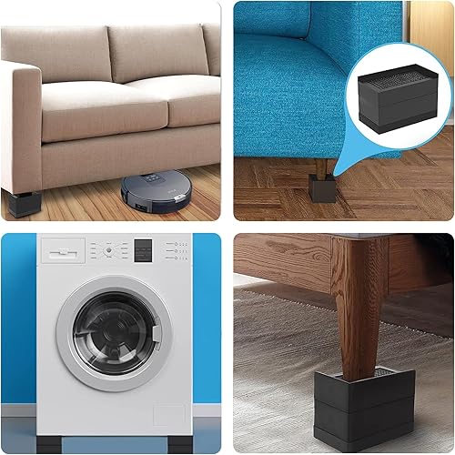 Miniatura 7 de Elevadores de cama rectangulares, elevadores de muebles ajustables resistentes de 3 pulgadas para cama, sofá, mesa y elevador de sofá, soporta hasta