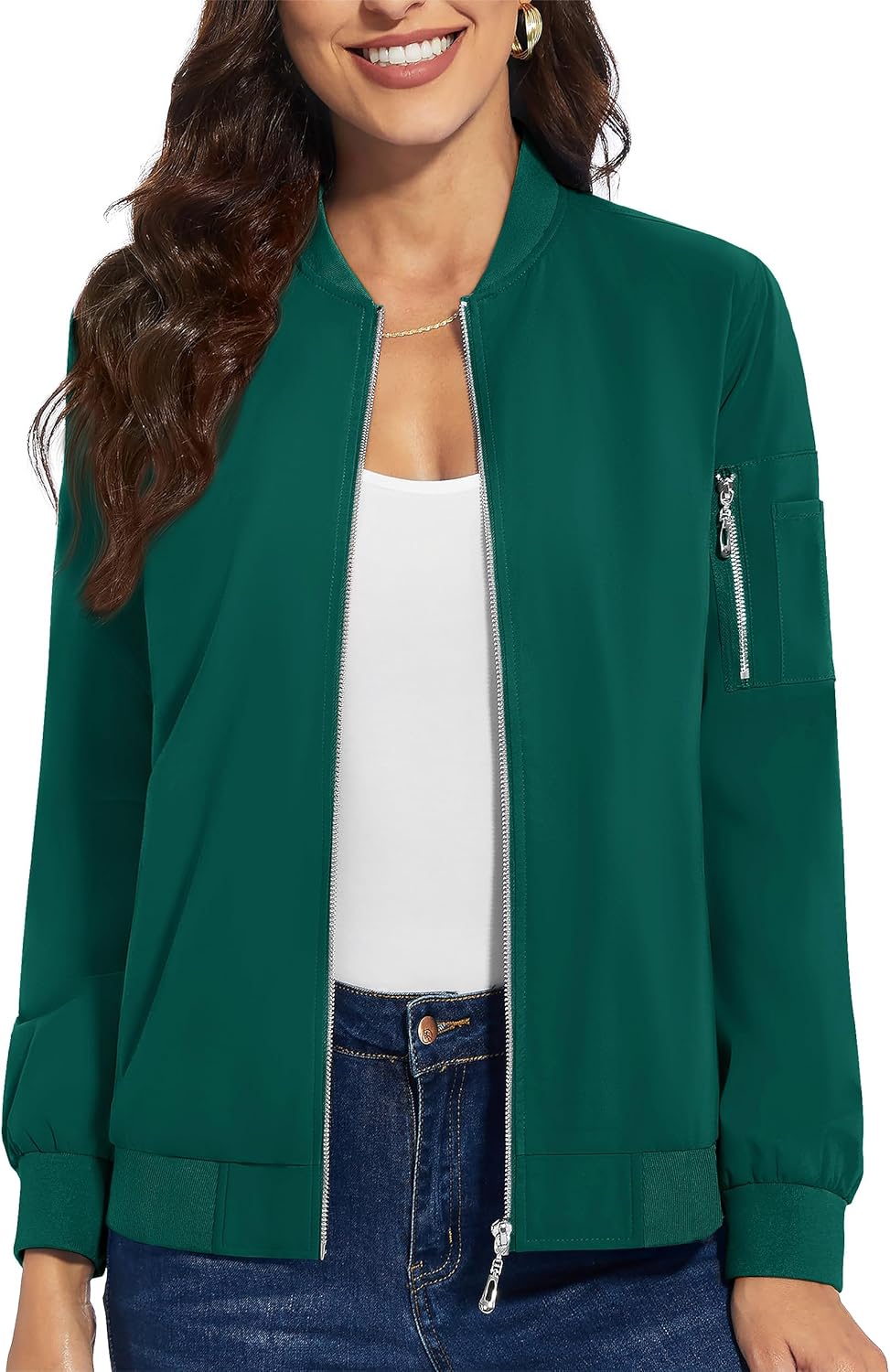 TACVASEN Women’s Bomber Jackets Lightweight Casual Jacket Full Zip Windbreaker Fall Jacket TACVASEN Women’s Bomber Jackets Lightweight Casual Jacket Full Zip Windbreaker Fall Jacket