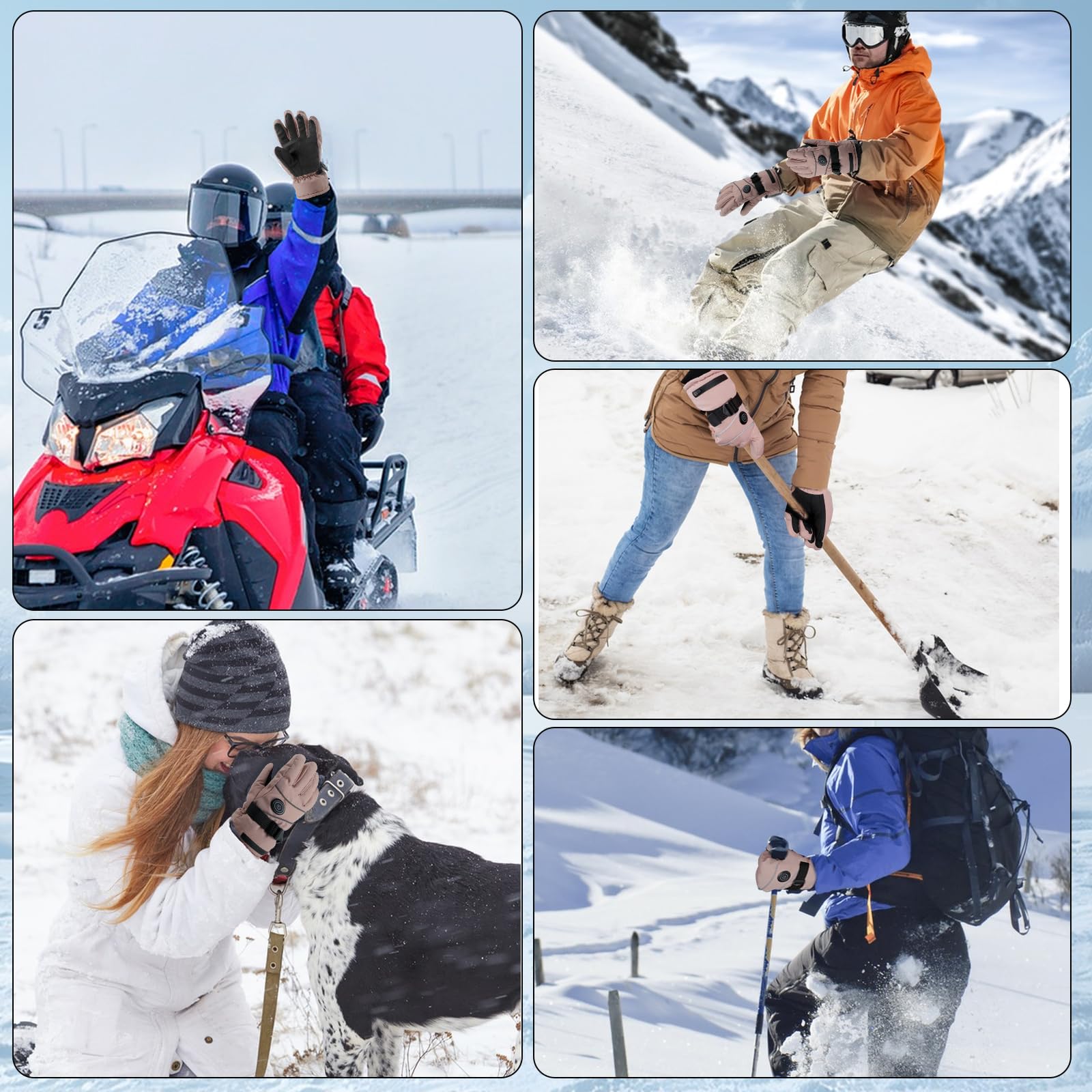 Gants Chauffants pour Homme et Femme, 5000 mAh, Rechargeable, avec écran Tactile, 3 Niveaux 45/50/55 ℃ Gants Chauffants électriques antidérapants pour Cyclisme, Chasse, Ski, Camping