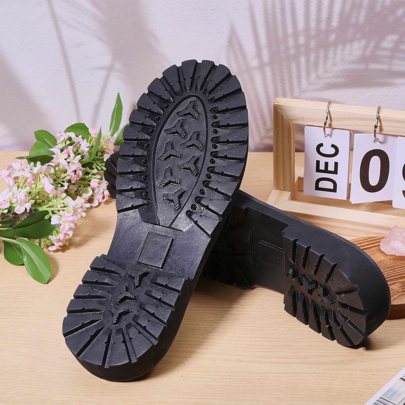 CHGCRAFT - Plantillas de goma para zapatos de bricolaje, 1 par de suelas totalmente de goma negras, resistentes al desgaste, plantillas elevadas para zapatos y botas, Negro, 40 EU