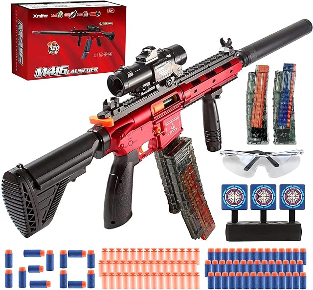 Automatic Toy Guns for Nerf Guns Automatic Toy Gun, M416 Auto-Manual Toy Foam Blasters & Guns with 120 Darts, Shooting Games Toys for kids with Scope - Toys for 6 Year Old Boys & Girls Christmas