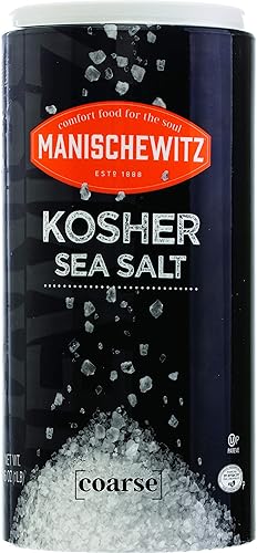 Manischewitz Sal Kosher de alta calidad sal marina gruesa 16 onzas 1 libra recipiente fácil de vertir producto de Italia sal marina mediterránea