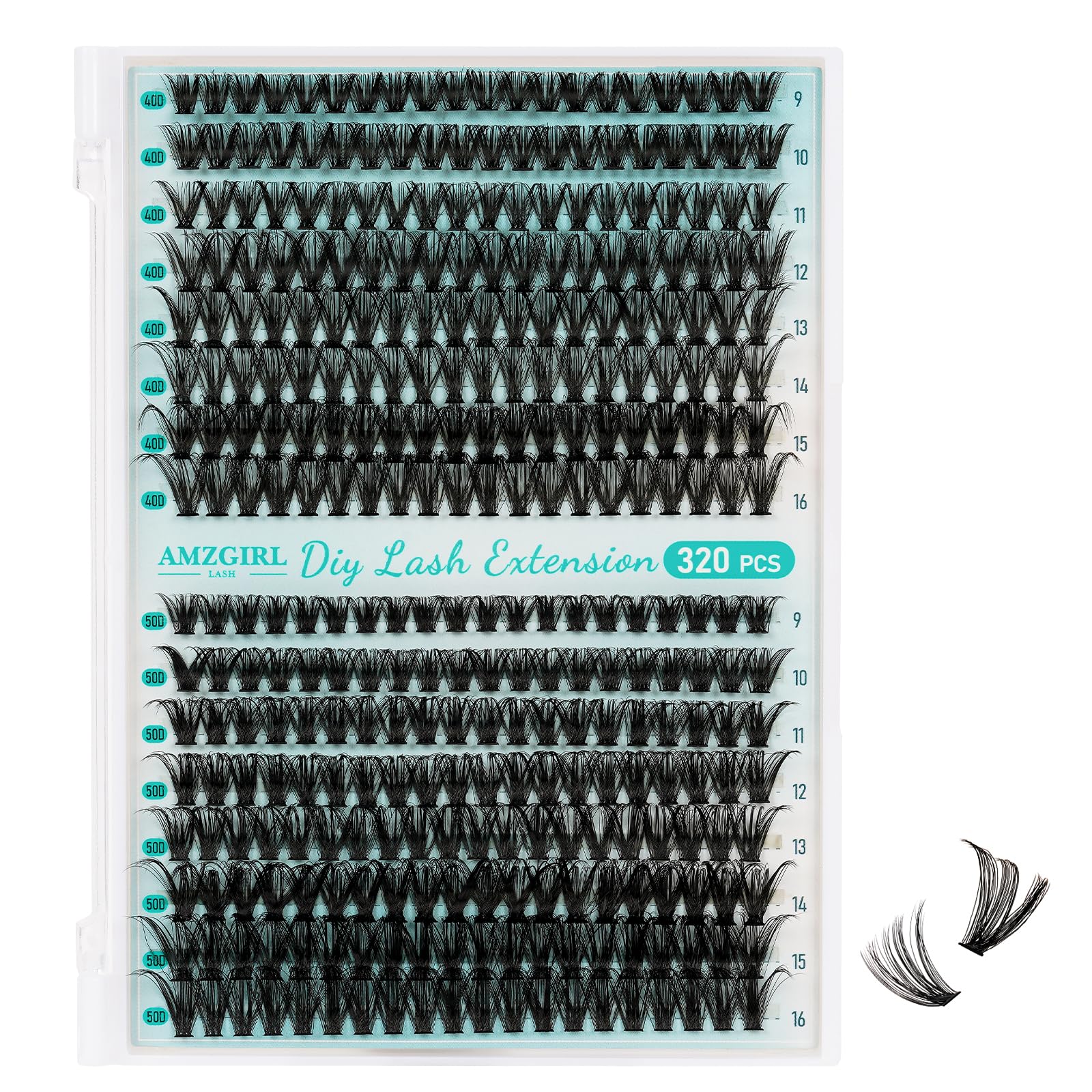 Lash Clusters Wispy 320PCS Eyelash Extension 40D 50D Cluster Lashes Individual Lashes DIY Lash Extension Natural Look Cluster Eyelash Extensions Soft False Eyelashes at Home for Beginners(D-Mix9-16mm)