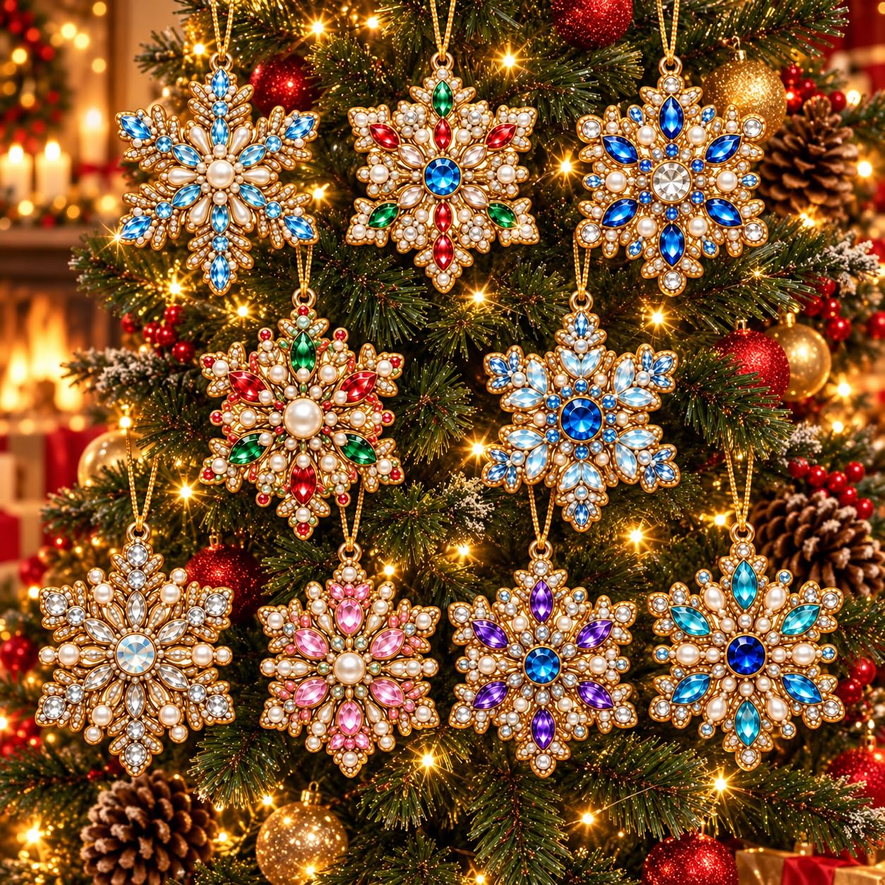 10PCS Christmas Pearl Diamond Painting Hanging Ornament Art Kit for Adults — image 1