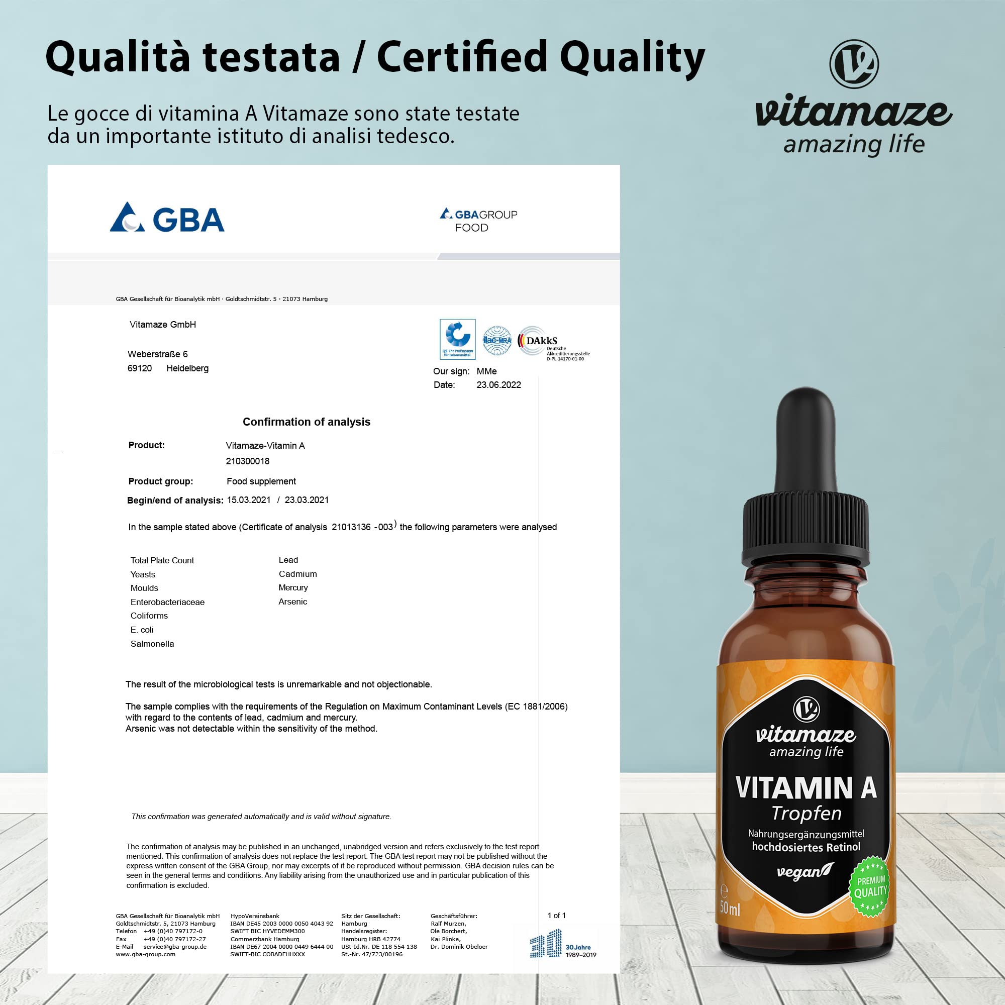 Vitamina A Gocce 5000 UI ad Alto Dosaggio per Dose Giornaliera, Retinolo Vegano & Liquido, 50 ml (1700 Gocce), Alta Biodisponibilità, Integratore Alimentare Naturale & Pura, senza Additivi