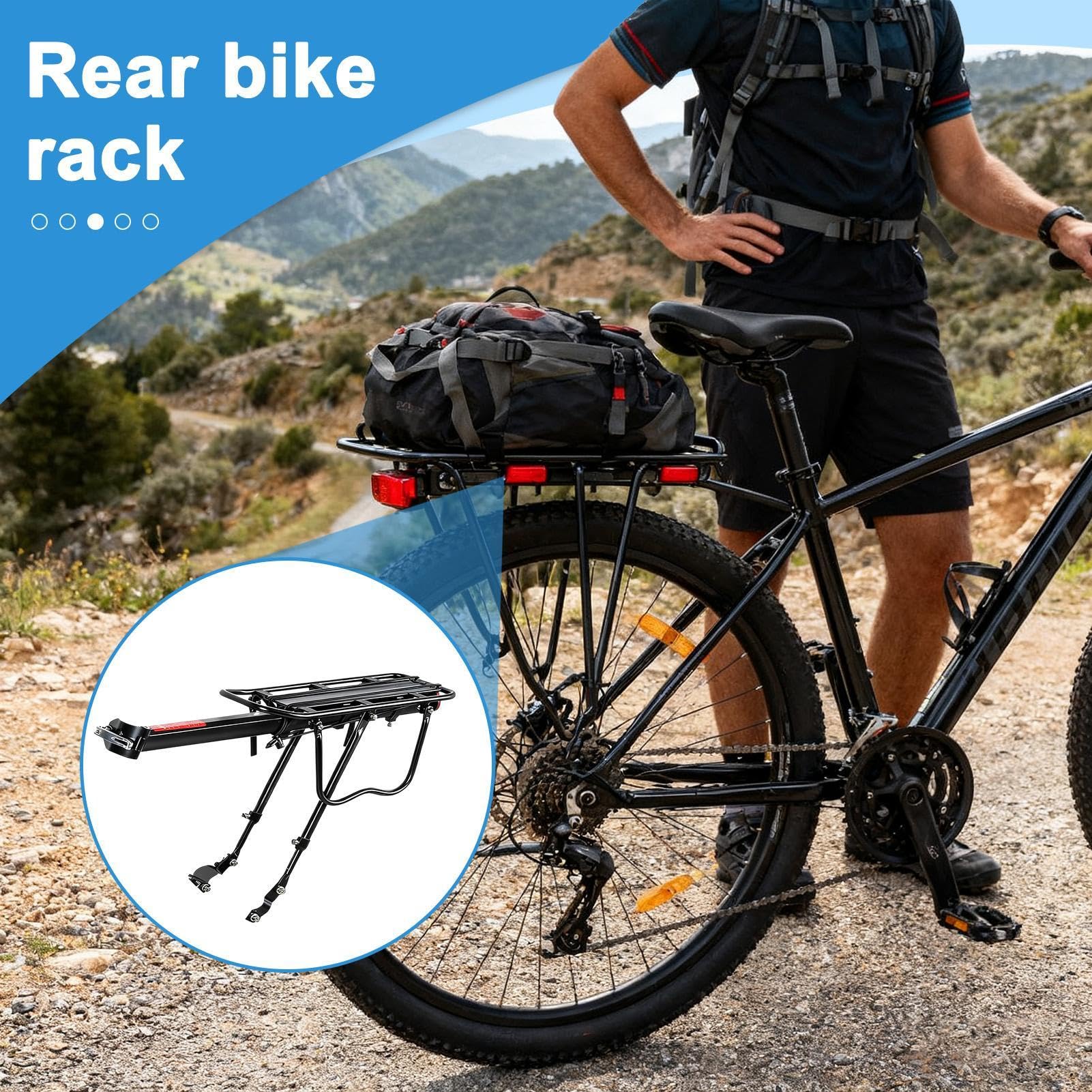 Ladestation für Fahrrad, 25 kg, Schnellentriegelung mit Werkzeug | Schnellspanner Gepäckträger hinten für Radsport Straße Berge Stadt Ladung Männer Frauen