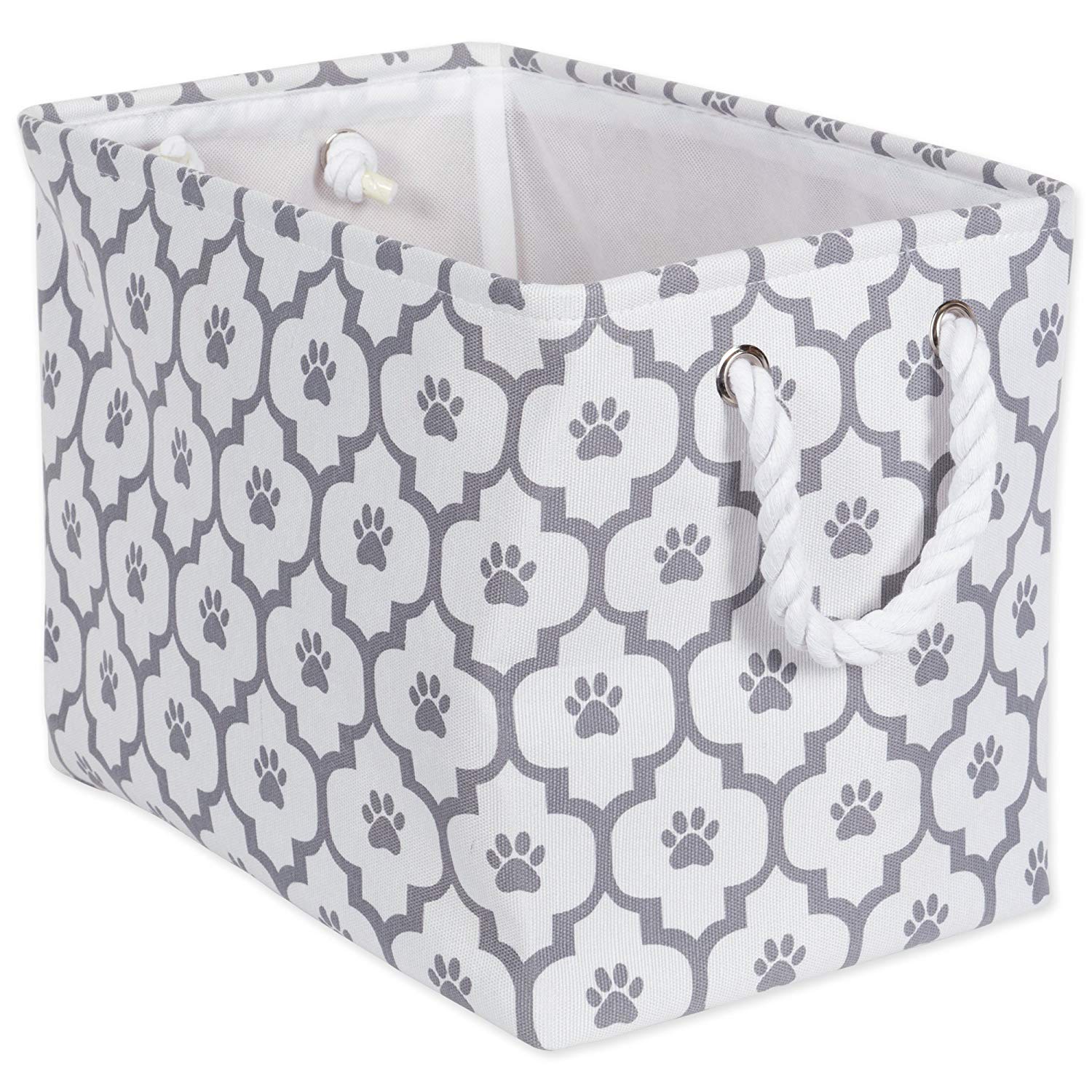 Bone Dry Pet Storage Collection Lattice Paw Print, Small Rectangle, White/Gray