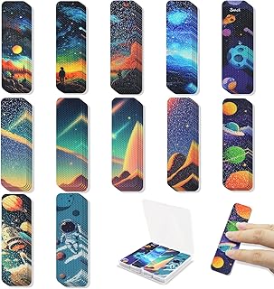 TOEMUR 48 Pieces Calm Strips Anxiety Sensory Stickers with Storage Box 2 Textured Surface Adhesives Fidget Strips for Offi...