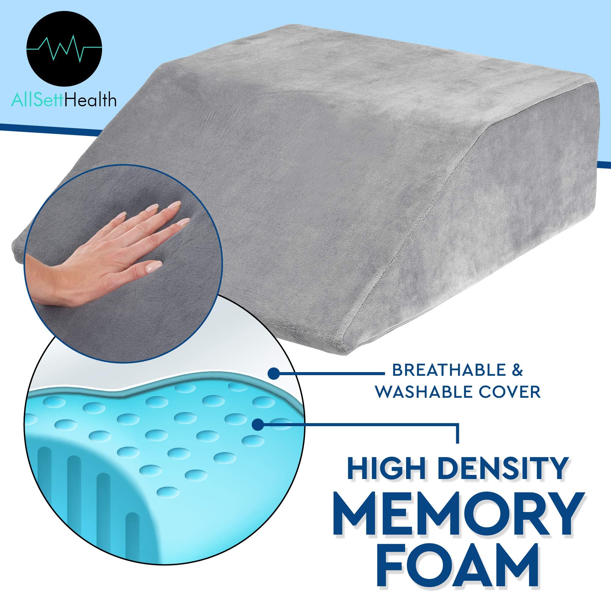 Leg Elevation Pillow with Full Memory Foam Top, HighDensity Leg Rest