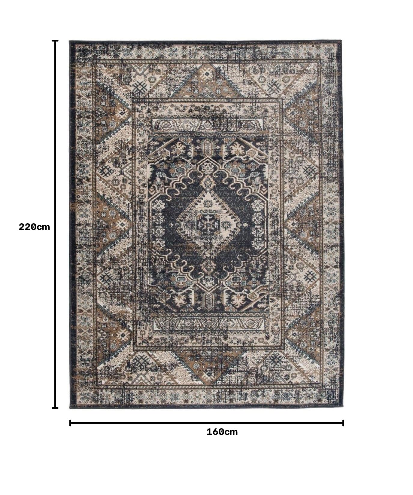 Mazovia Tappeto Salotto Moderno Pelo Corto - Tappeti Moderni Soggiorno - Tappeti Camera da Letto - Tappeti Salotto Grandi Dimesnioni - Motivo Orientale - Grigio Nero - 160x220 cm