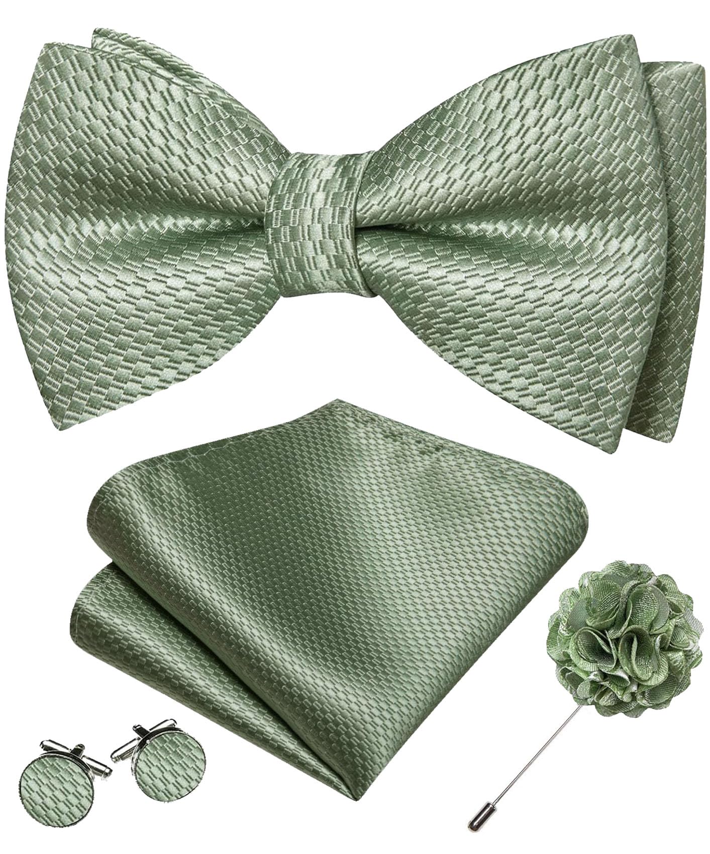 YOHOWA Mens Bow Tie Paisley Coloful Pre-tied Bowties Handkerchief Cufflinks