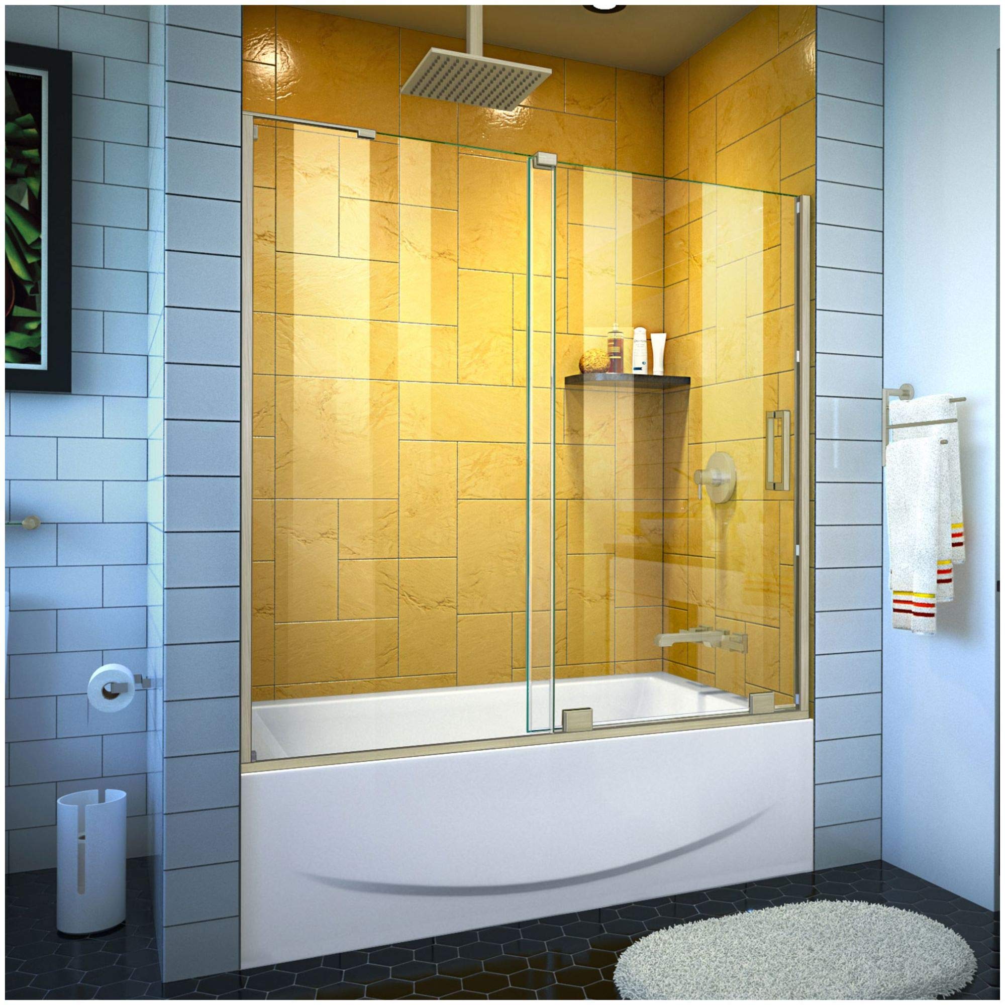DreamLine Mirage-Z 56-60 in. W x 58 in. H Frameless Sliding Tub