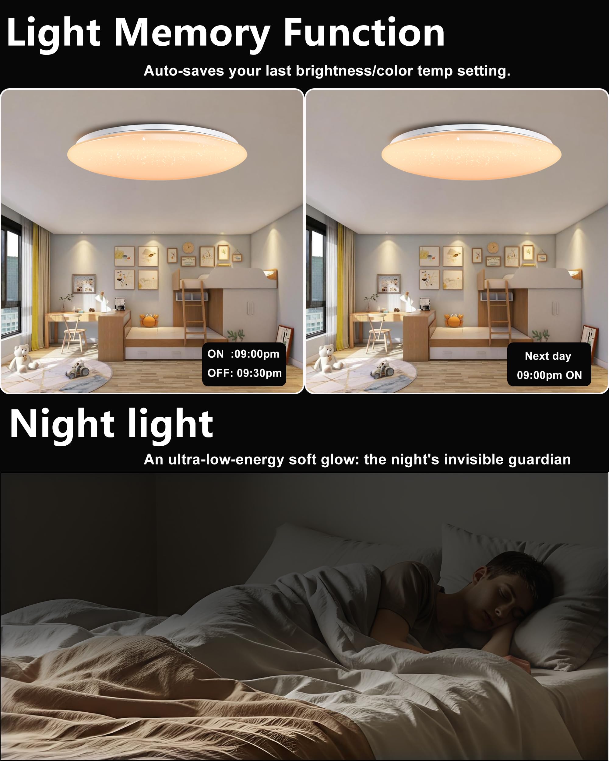 LED Plafoniere da 40cm 45W Compatibili con Alexa Altoparlante Bluetooth Integrato Luci dimmerabili e temperatura di colore regolabile Illuminazione ambientale RGB Telecomando incluso