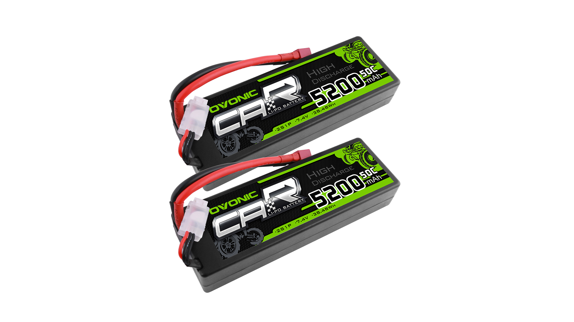 Amazon.com: OVONIC 2s Lipo Battery 50C 5200mAh 7.4V Lipo Battery