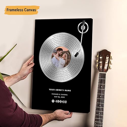 Vista 40 de VICILO Póster de letras de canciones personalizadas, enmarcado, lienzo personalizado, arte de pared, regalos para el día de San Valentín para él