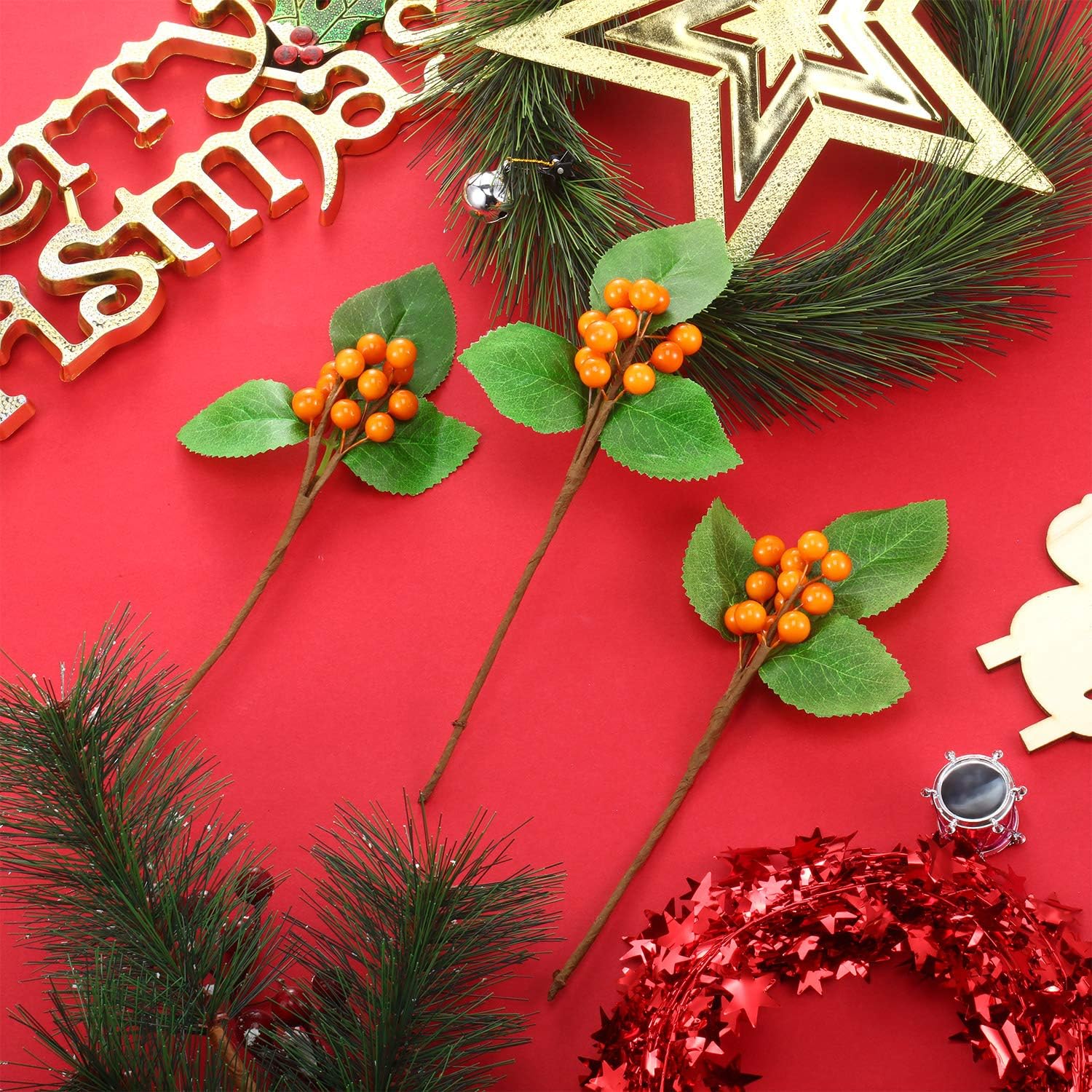 Artificial Fruit Red Set of 20 Christmas Artificial Holly ...