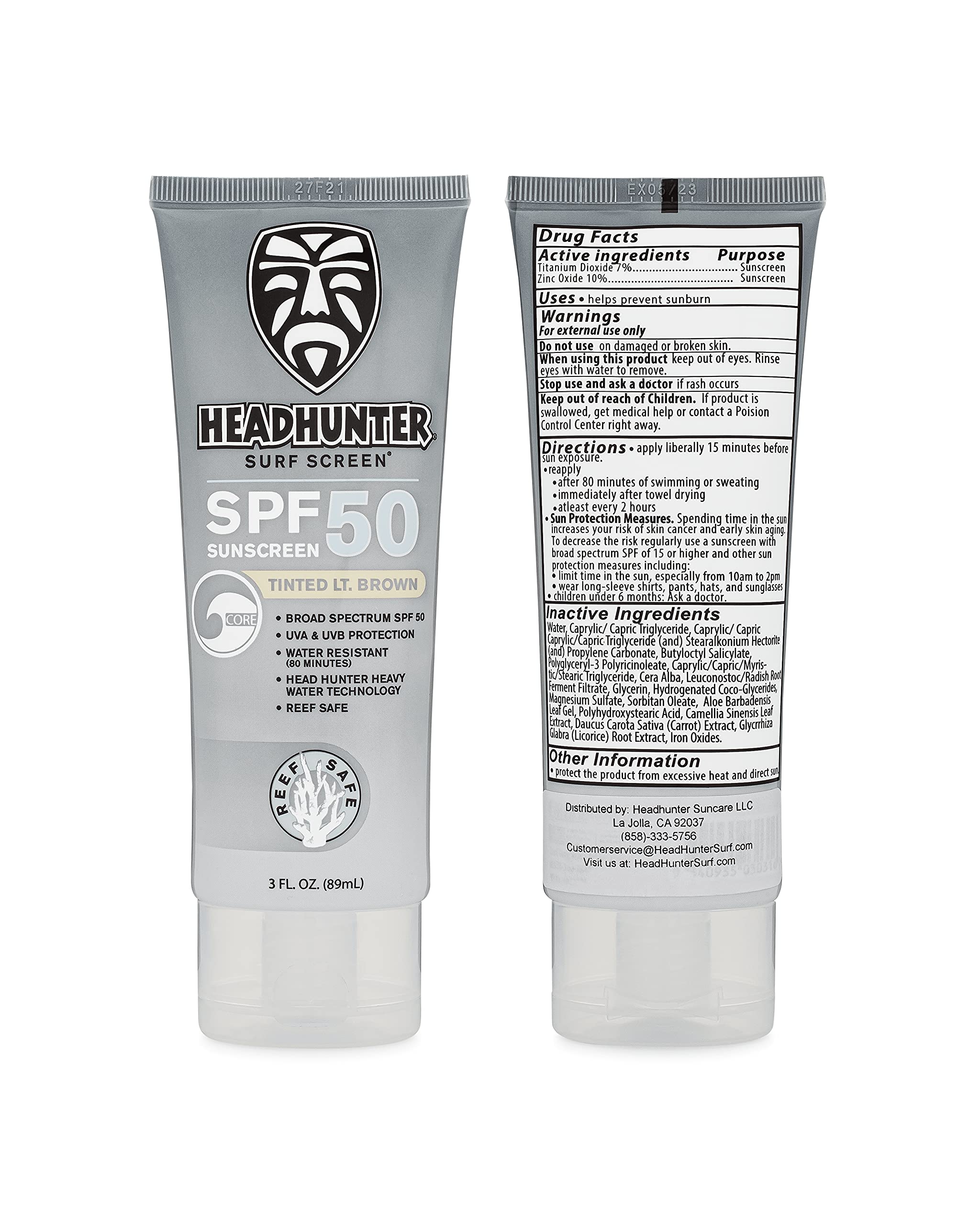 Headhunter Heavy Duty Reef Safe Sunscreen SPF 50 for Surfing Natural
