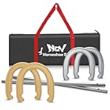 Horseshoe Outdoor Game Set –Horse Shoe Game Kit,Sports Horseshoes Sets, Includes 4 Steel Horseshoes, 2 Metal Stakes & Carry Bag – Perfect for Lawn, Backyard, or Tailgating