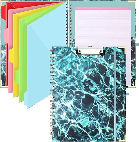 HWPRATO Portafolio portapapeles con divisores y soporte para bolígrafo, cuaderno de espiral con portapapeles, carpeta para enfermeras, portapapeles