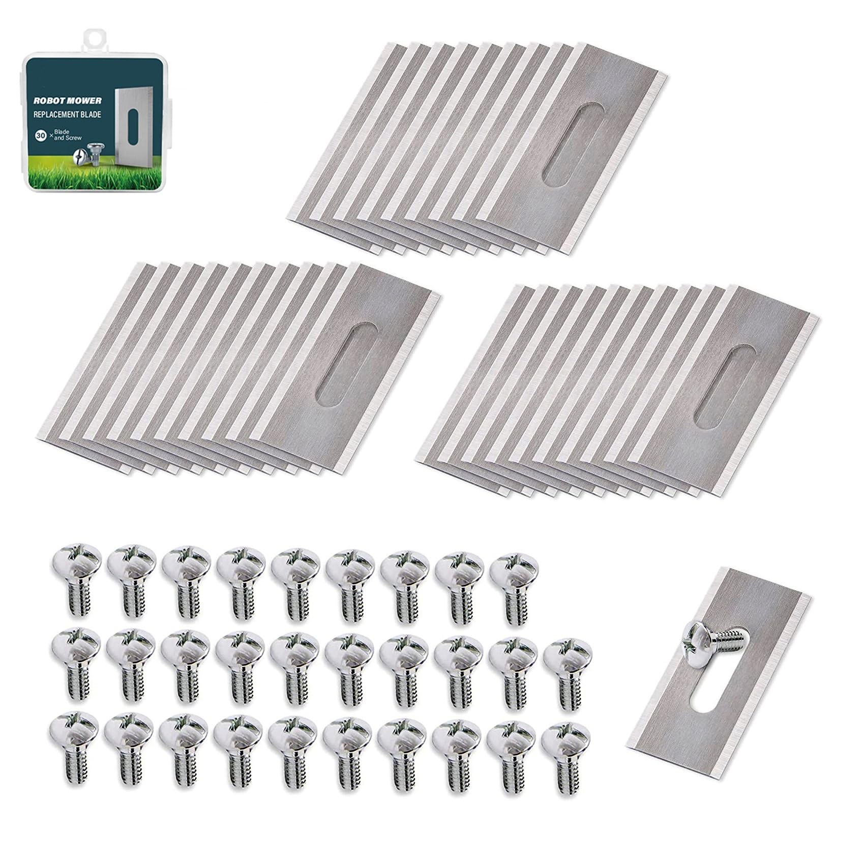 30pcs Lawnmower Blades for Husqvarna/Automower/Garden Robotic Lawnmower (Color : Sliver)