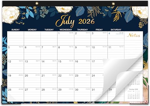 Desk Calendar 2026-2027 - Jul. 2026 - Dec. 2027, 18 Months Large Monthly Desk Calendar, 17" x 12", Desk Pad, Large Ruled Blocks, To-do List & Notes, Best Desk/Wall Calendar for Planning or Organizing
