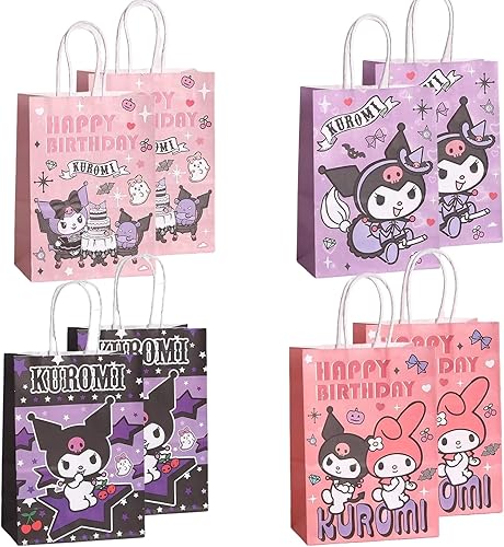 Gonii Bolsas de caramelos, 16 bolsas de papel con asas para decoraciones de fiesta, galletas, bolsa de regalo de dulces