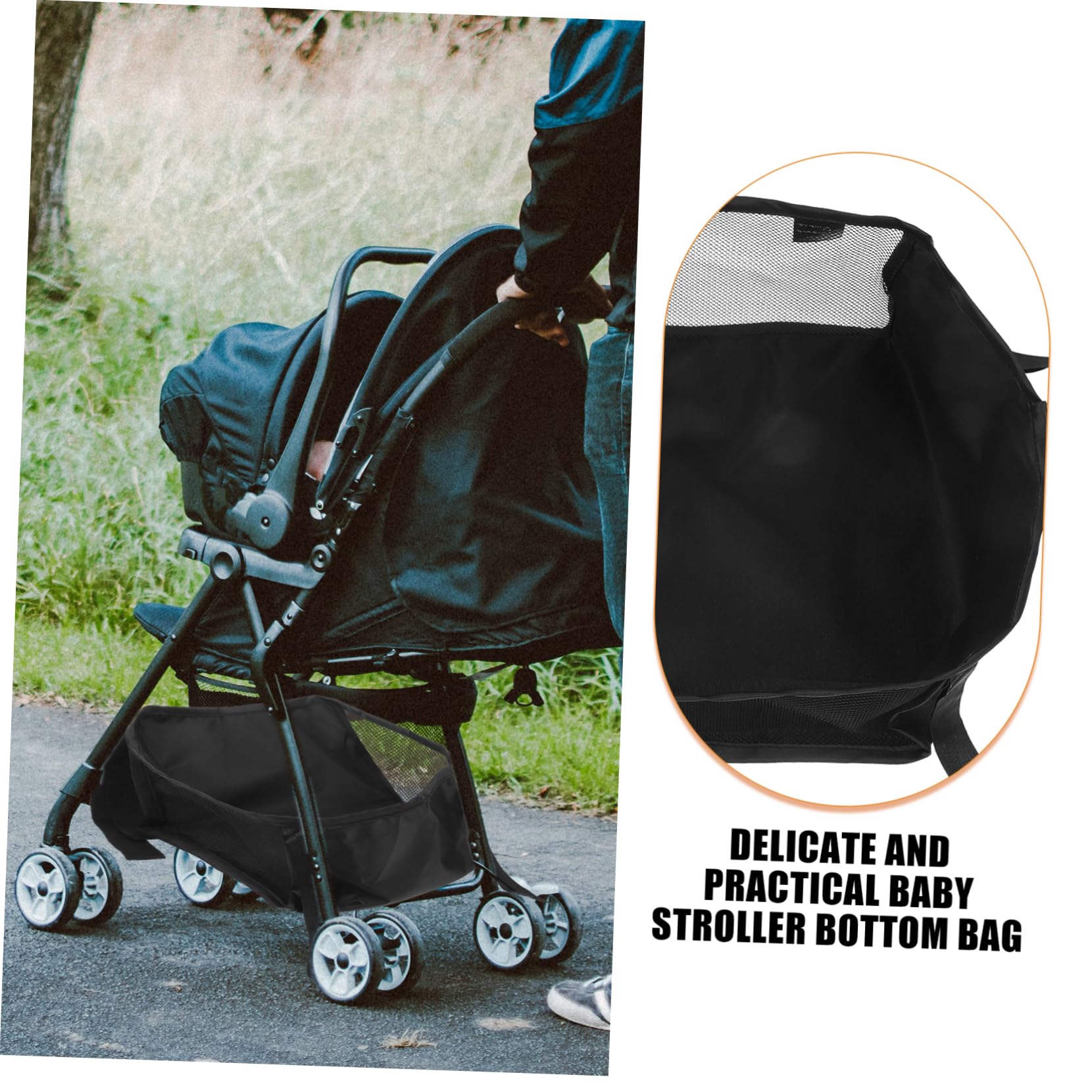 Cestino Portaoggetti Inferiore per Passeggino in Panno Oxford, Borsa Organizer Tasche Multiple per Passeggino e Auto Ragazzo Ragazza