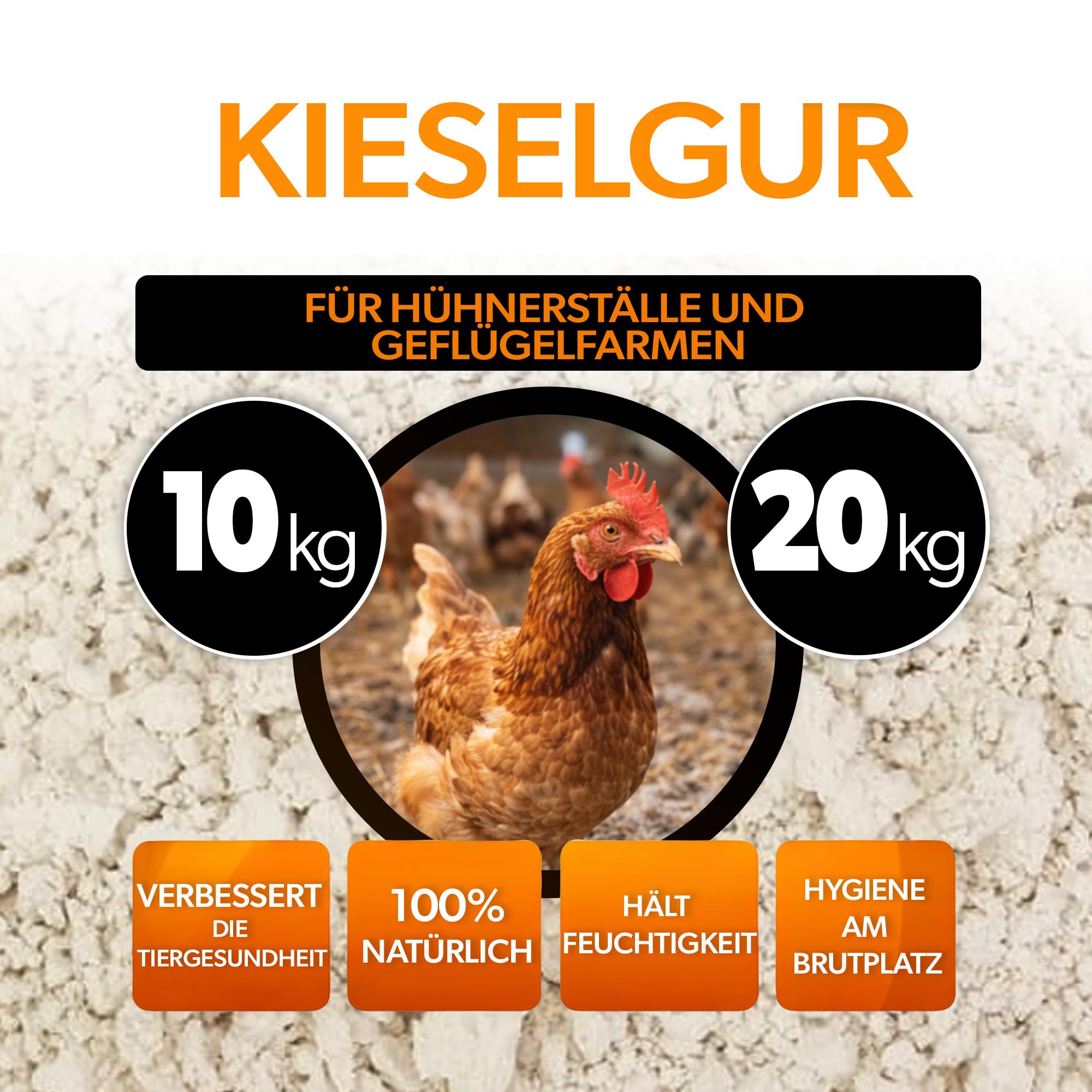 KADAX Kieselgur 10kg für Hühner, Diatomeenerde Pulver gegen Milben im Hühnerstall