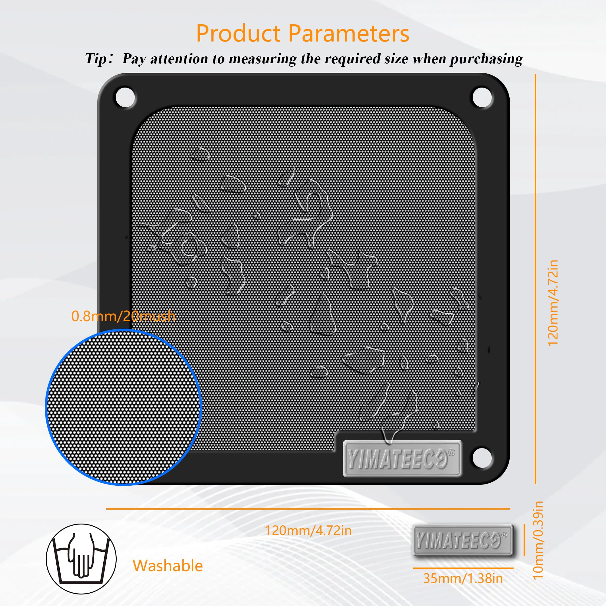 YIMATEECO 120mm Dust Filter PC for Computer Cooler Fan/PSU/Routers PVC 50 Mesh, Computer Fan Filter Grills Magnetic with Screws Dustproof Case Cover (PVC V4.0, 120 * 120mm, 2pcs, Black)