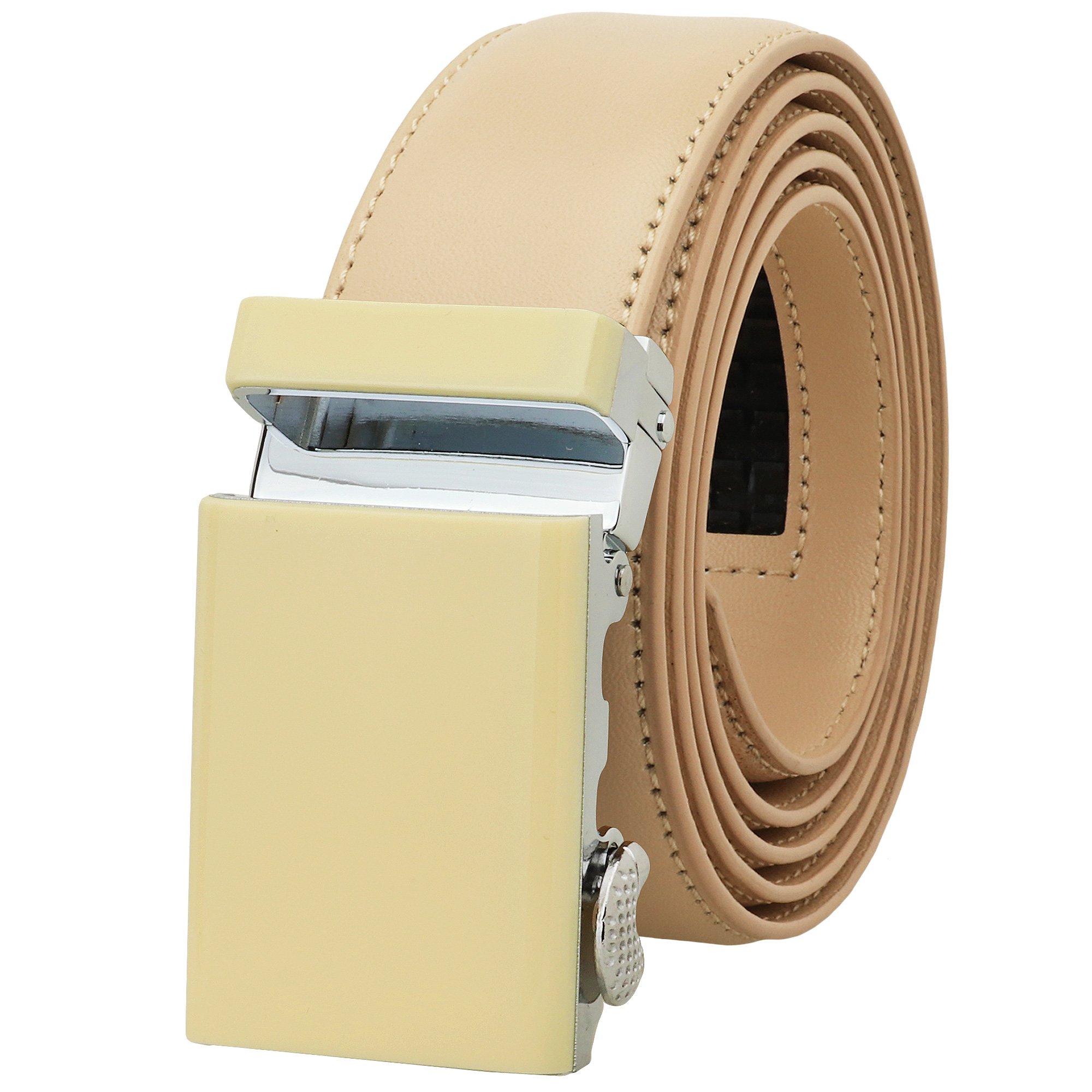 FalariMen Unisex Genuine Leather Ratchet Dress Belt Automatic Sliding Buckle - 20 Variety Colors - Trim to Fit