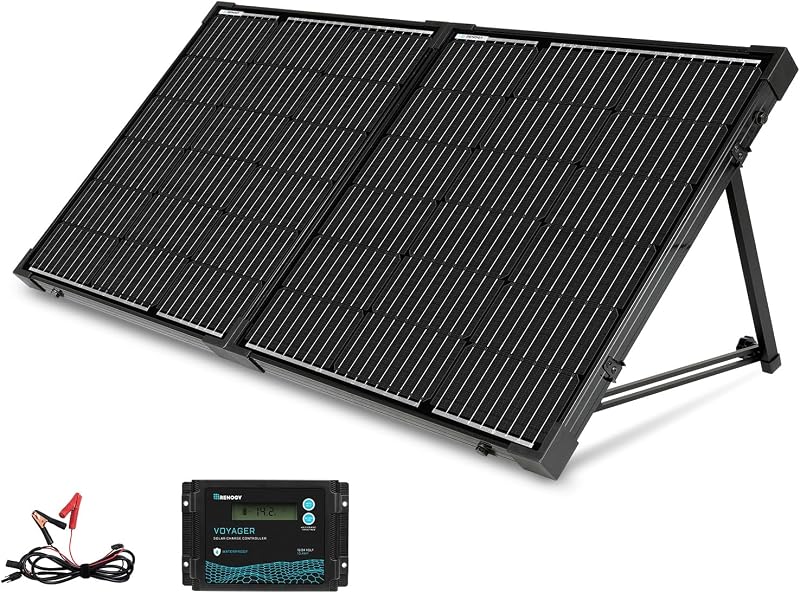 Panel solar portátil de 100 W, kit de panel solar de alta eficiencia del 25 % con controlador de cargador de 20 A para batería y estación de energía de 12 V, paneles solares plegables tipo N con vidrio templado para RV, camping fuera de la red