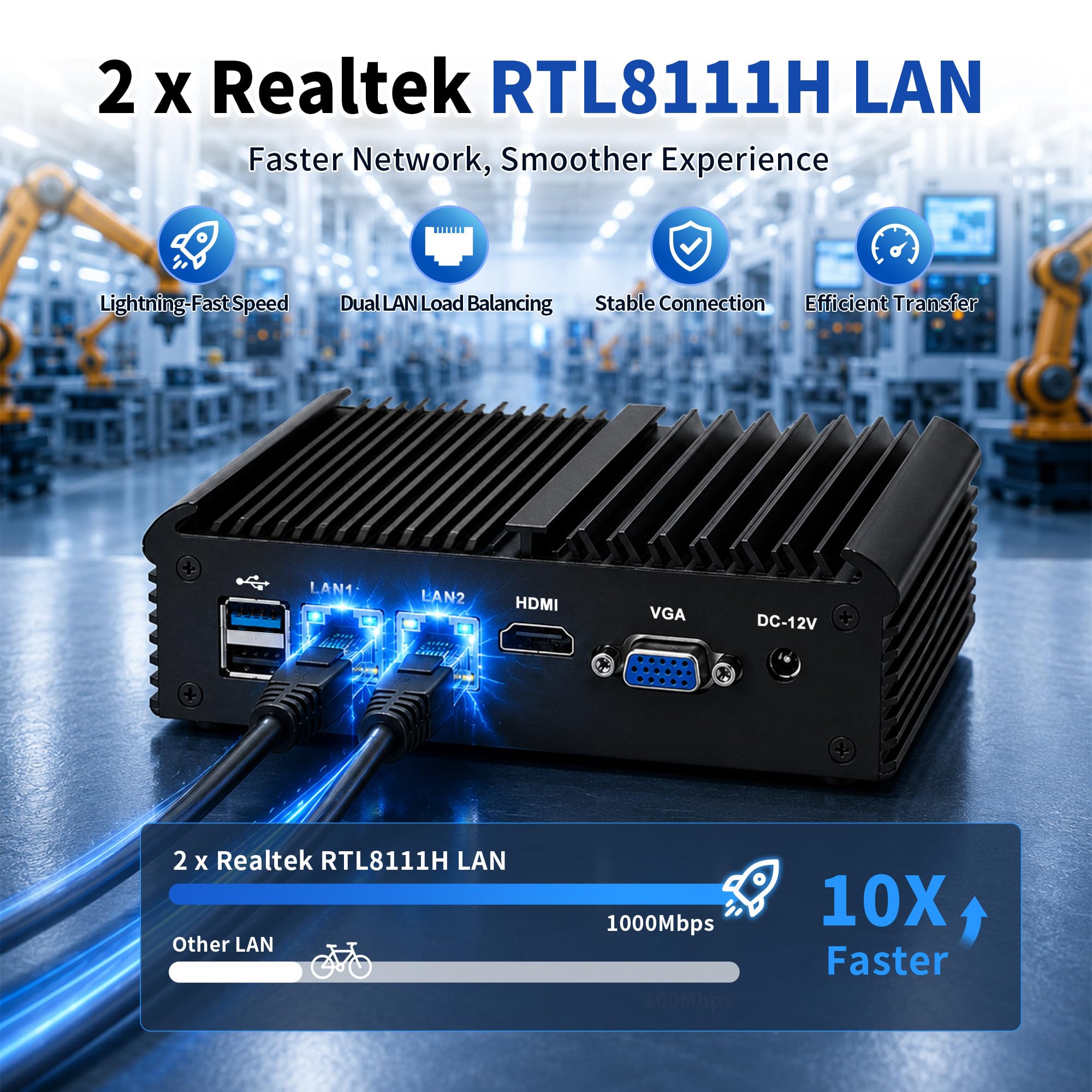 CWWK Mini PC Fanless Industrial N2840, 2X RS232/RS485 COM, 2 x Gigabit LAN, Micro Embedded Mini Computer Box, 8GB RAM 128GB mSATA SSD, Support SIM, mPCIe, SATA, HD, VGA, 6USB