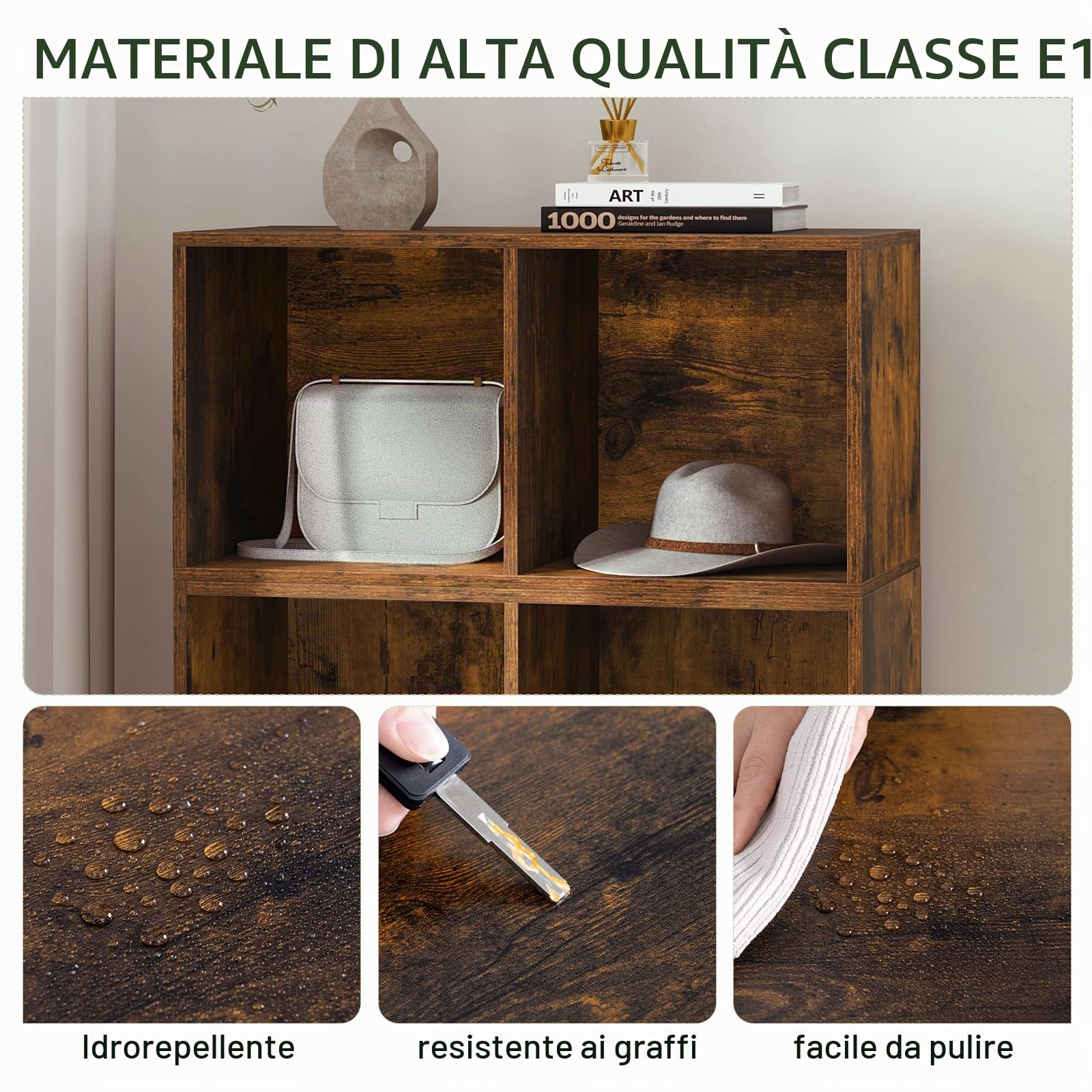 WOLTU Libreria Scaffale, Libreria a 10 Cubi, Scaffale a Scala Componibile | Mobile Portaoggetti in Legno, Divisorio per Camera da Letto, Soggiorno, Ufficio, 120x30x120 cm, Marrone Rustico
