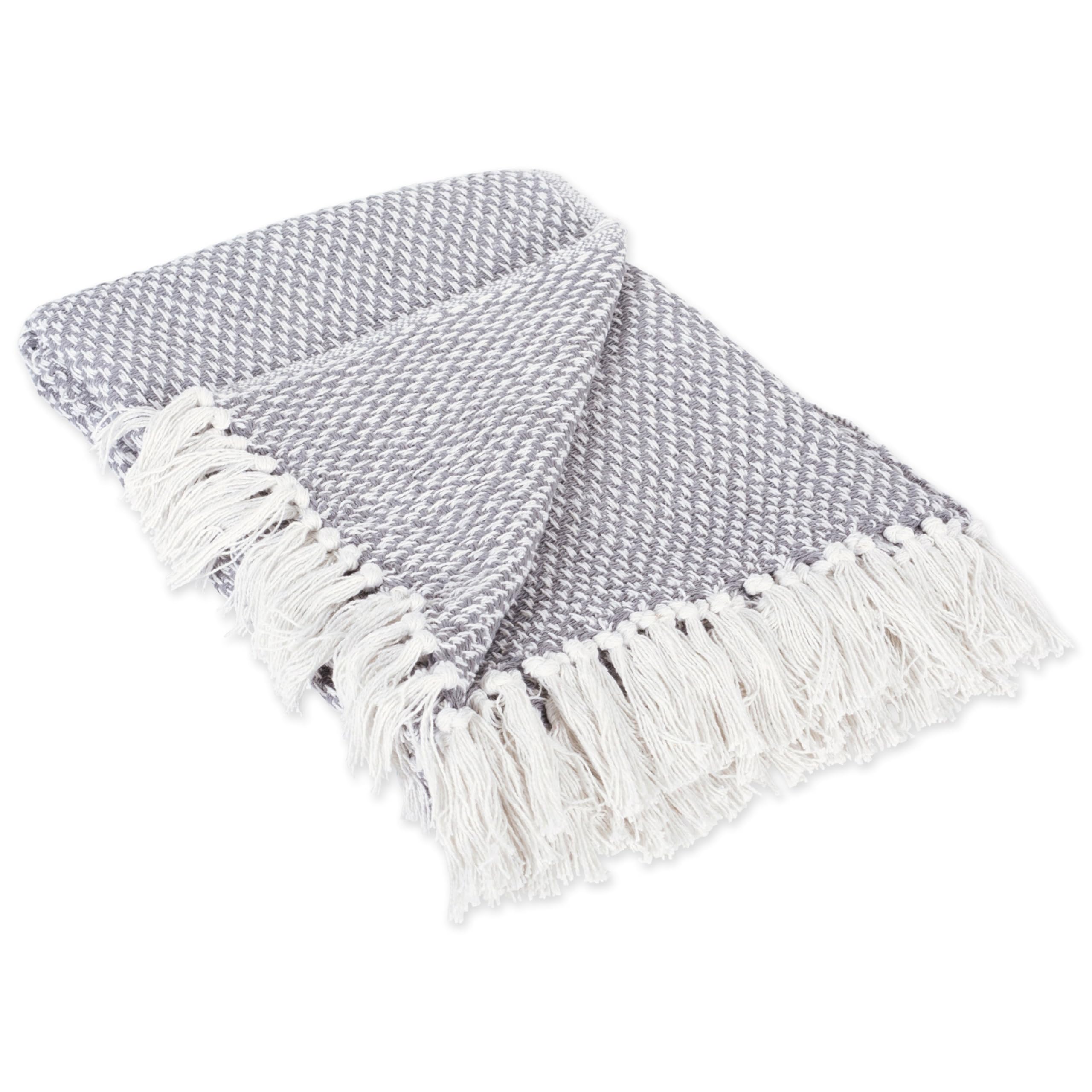Photo 1 of DII 100% Cotton Basket Weave Throw for Indoor/Outdoor Use Camping Bbq's Beaches Everyday Blanket, 50 x 60, Woven Stripe