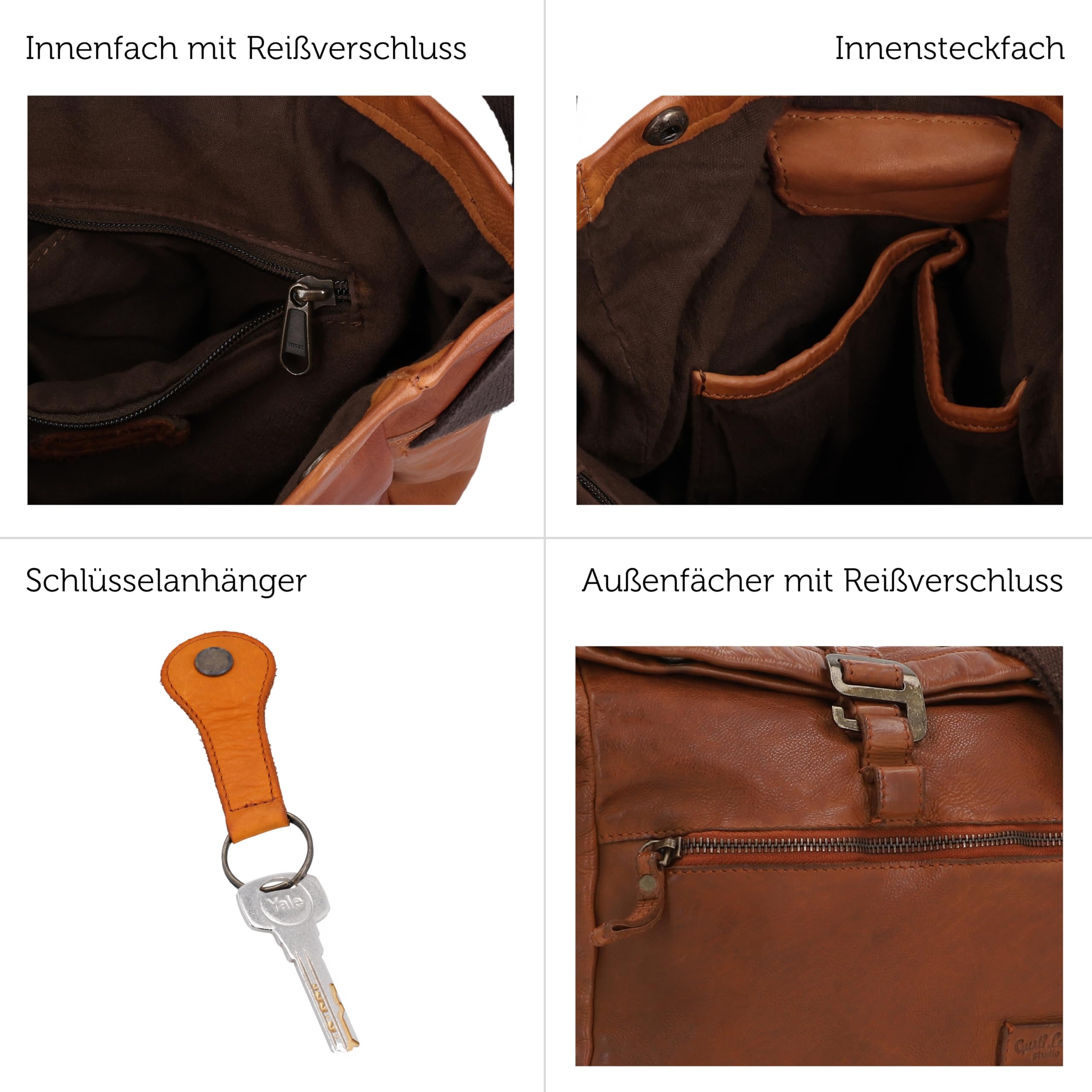 Gusti Umhängetasche Leder - Auna Handtasche Umhängetasche Schultertasche Leder