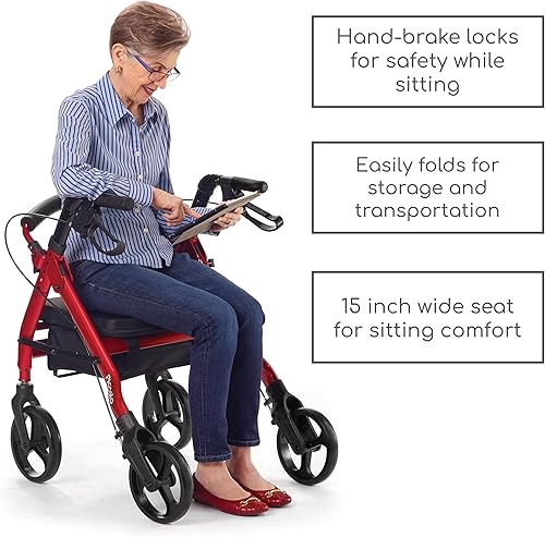 Miniatura 3 de Comodità Piccola (Petite) - Andador resistente con asiento, andador con ruedas para adultos y personas mayores de hasta 5 pies 4 pulgadas de alto,