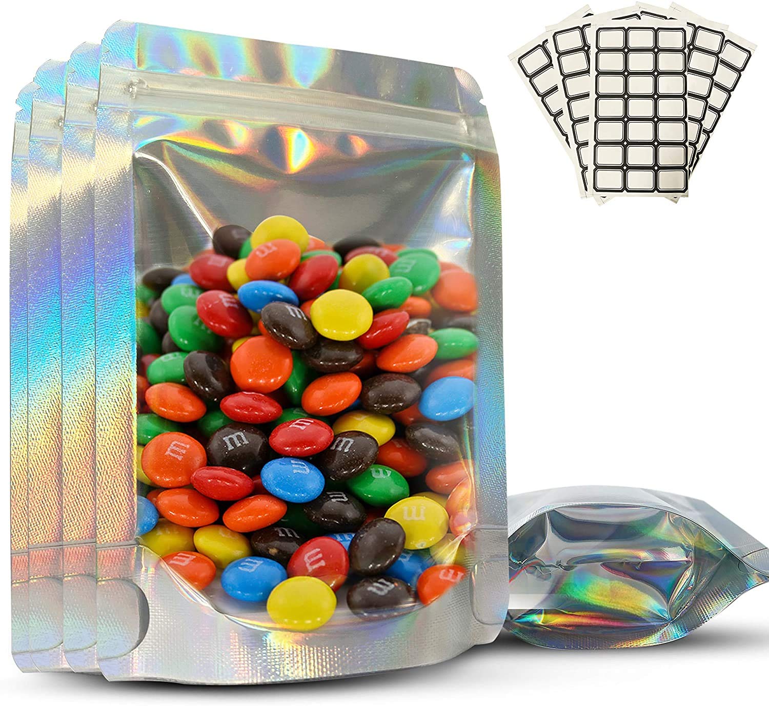 50 Pieces Resealable Smell Proof Bags Foil Pouch Bag Strong Zipper Used to store and pack party food, jewelry, lip gloss, eyelashes, party supplies, candy,Cosmetics (Medium)