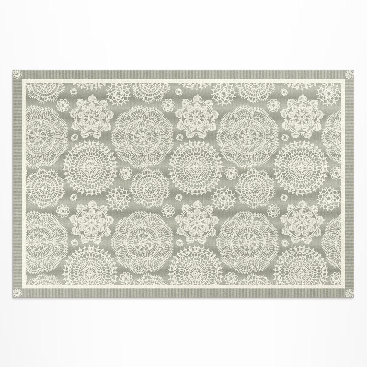 Tapis d'extérieur 100x150 rectangle en PVC mandalas floraux pour balcon