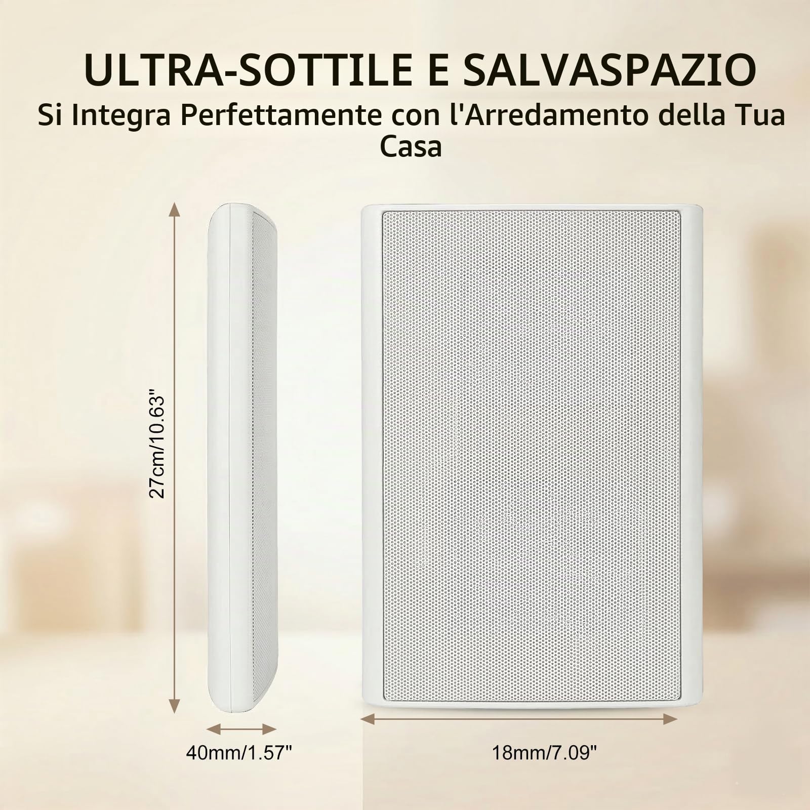 Herdio 5.25" 240W Ultra-Slim Home Theater Wall Speakers (A Pair, White) - Wall-Mountable Design with Crisp Clear Sound and Durable Construction for Immersive Home Entertainment
