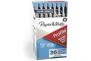 Paper Mate Profile Retractable Ballpoint Pens, Bold Point (1.4mm), Black, 36 Count-...