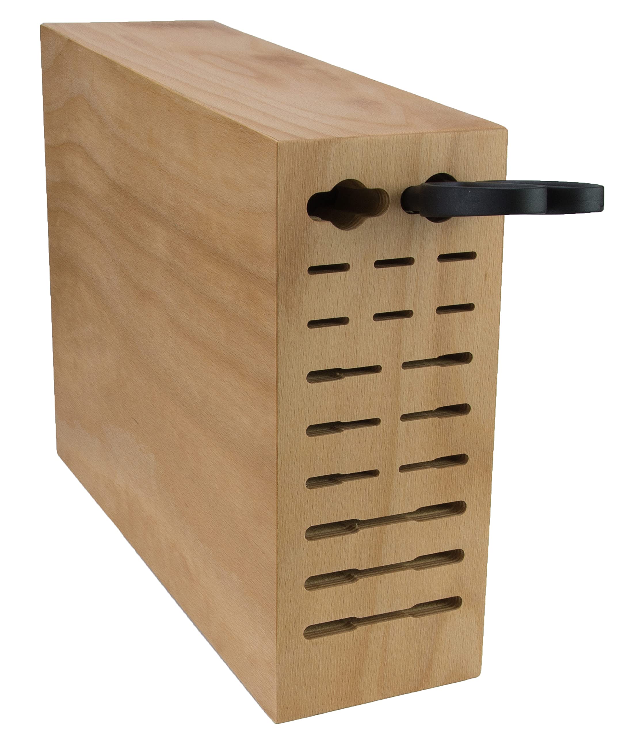 Porta Cuchillos, Bloque de Cuchillos con 17 Orificios, Madera de Haya Natural, Vacío