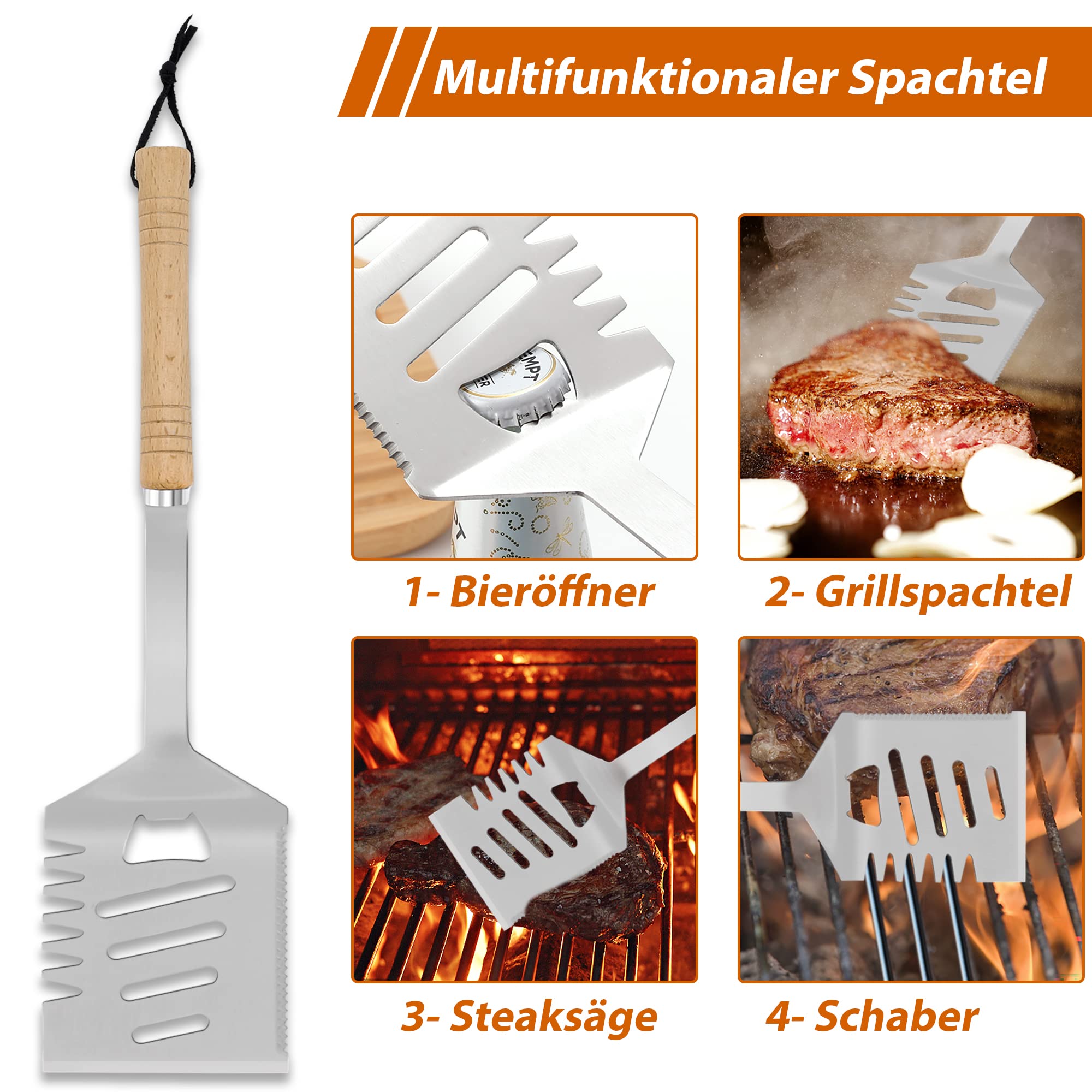 Set Lavabile In Lavastoviglie Set Di Utensili BBQ In Acciaio Inox - Foto 4