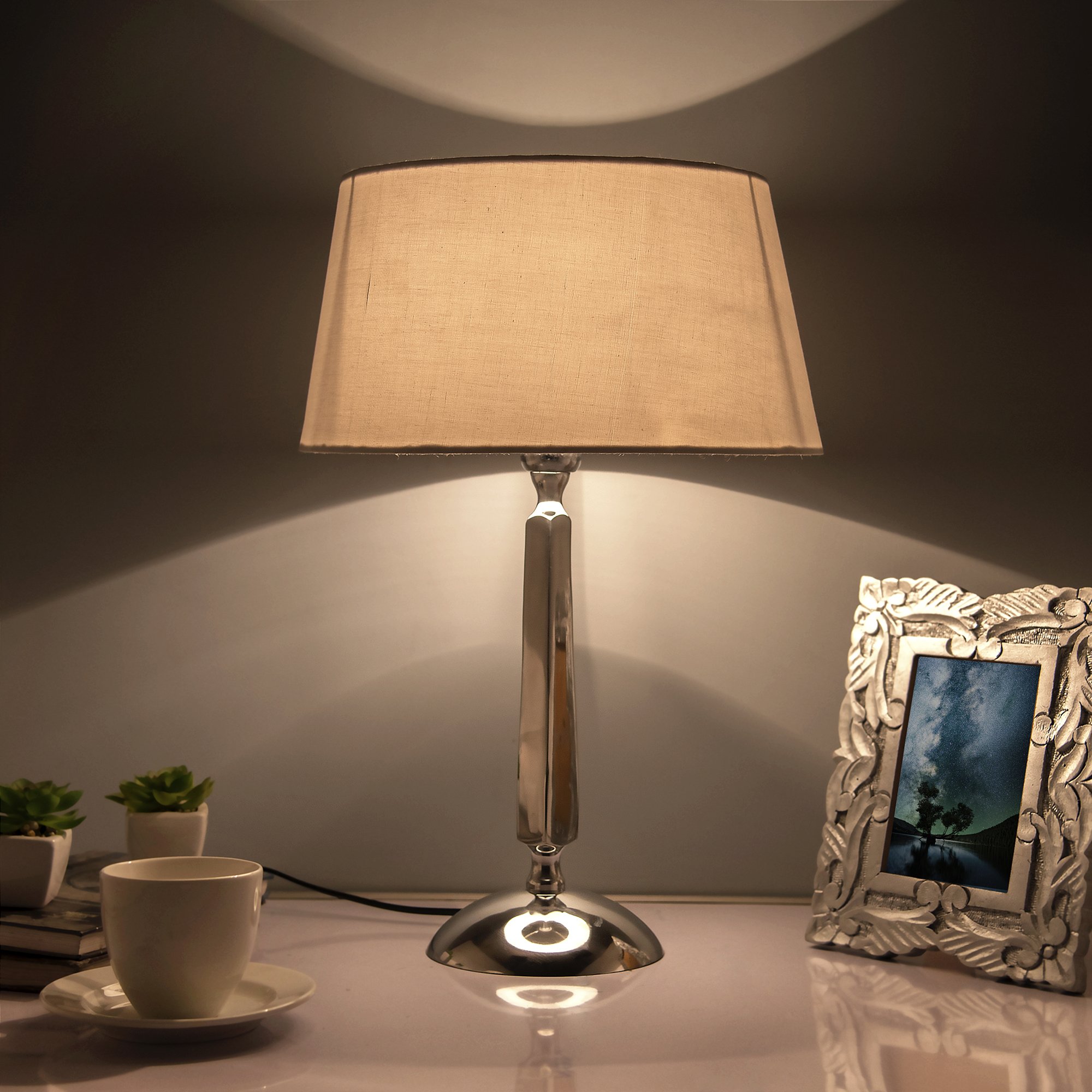 Homesake® Classic Cubist Chrome Lamp with White Drum Shade