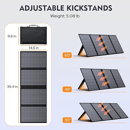 Miniatura 6 de ENGINSTAR Cargador de panel solar plegable de 60 W con toma de corriente de 18 V CC para estaciones de energía portátiles